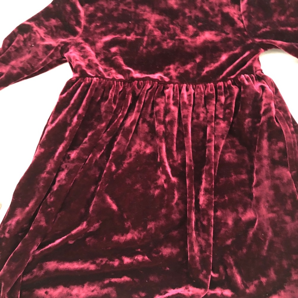 Toddler Girl Burgundy Velvet Christmas Dress